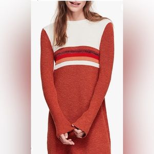 Free People, medium weight, color block, crew neck zip closure, sweater dress